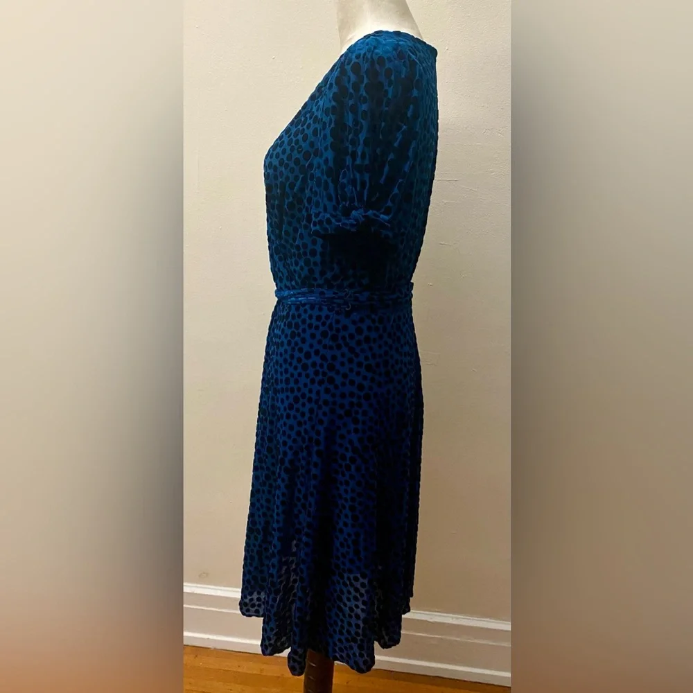 DKNY Navy Polka Dot Midi Dress - Picture 4 of 9